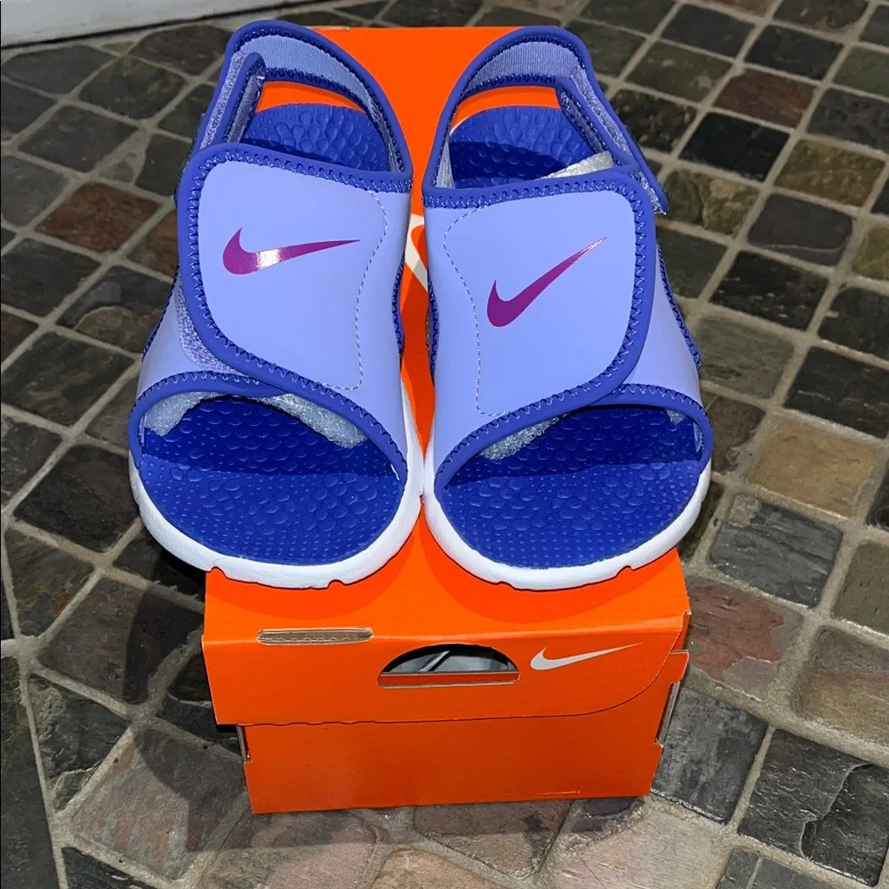 Nike Kids Blue and Purple Sandals - Picture 1 of 5